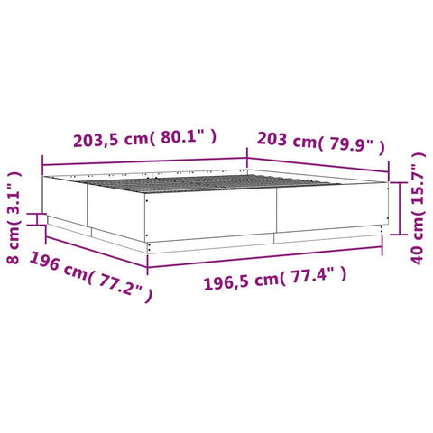 vidaXL Bed Frame without Mattress Grey Sonoma 200x200 cm