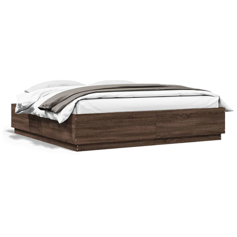 vidaXL Bed Frame without Mattress Brown Oak 200x200 cm