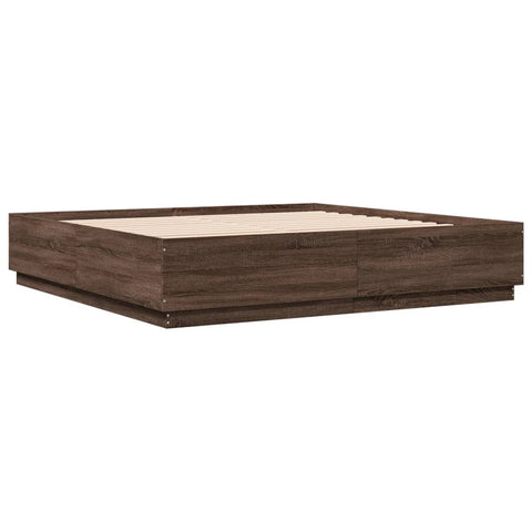 vidaXL Bed Frame without Mattress Brown Oak 200x200 cm