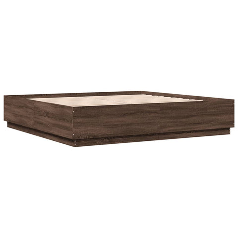 vidaXL Bed Frame without Mattress Brown Oak 200x200 cm