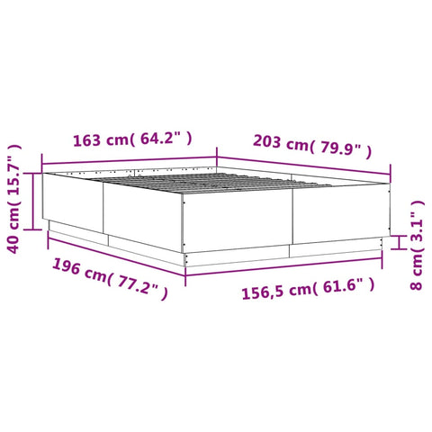 vidaXL Bed Frame without Mattress Grey Sonoma 160x200 cm