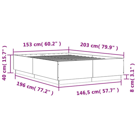 vidaXL Bed Frame without Mattress Black 150x200 cm King Size