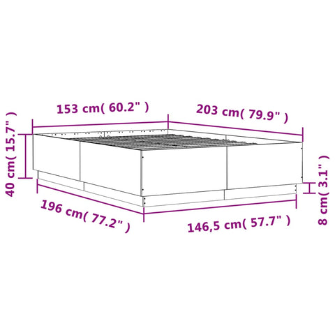vidaXL Bed Frame without Mattress Brown Oak 150x200 cm King Size