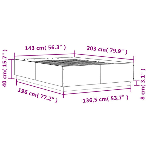 vidaXL Bed Frame without Mattress Grey Sonoma 140x200 cm