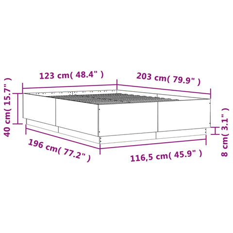 vidaXL Bed Frame without Mattress Black 120x200 cm