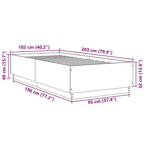 vidaXL Bed Frame without Mattress White 100x200 cm