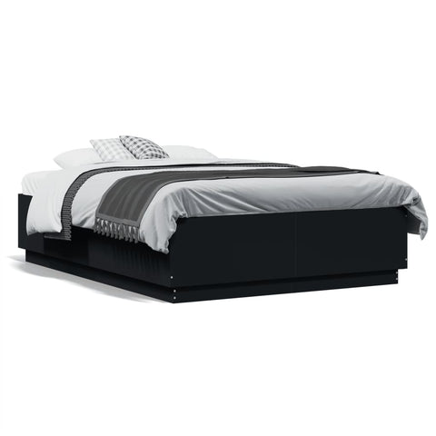 vidaXL Bed Frame without Mattress Black 140x190 cm