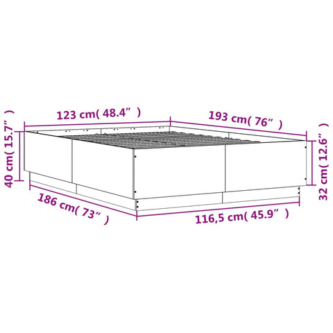 vidaXL Bed Frame without Mattress Sonoma Oak 120x190 cm Small Double