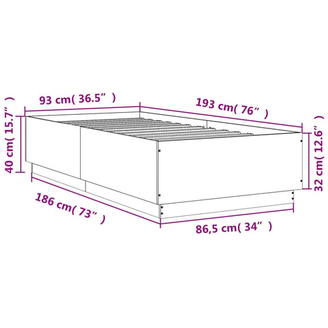 vidaXL Bed Frame without Mattress Sonoma Oak 90x190 cm Single