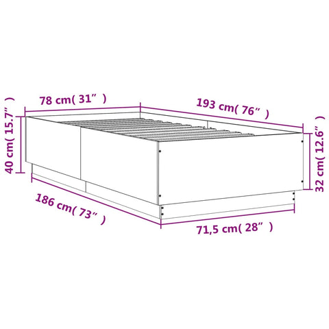 vidaXL Bed Frame without Mattress White 75x190 cm Small Single
