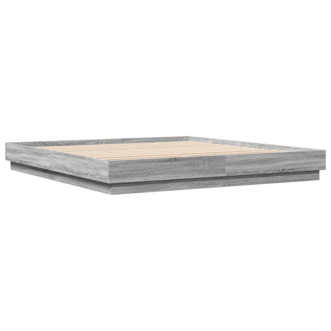 vidaXL Bed Frame with LED without Mattress Grey Sonoma 200x200 cm