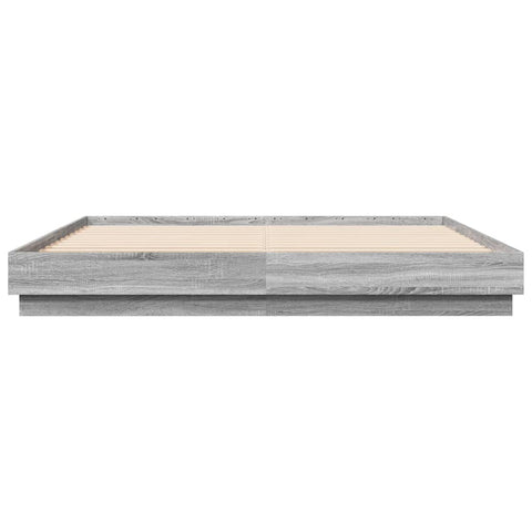 vidaXL Bed Frame with LED without Mattress Grey Sonoma 200x200 cm