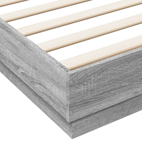 vidaXL Bed Frame with LED without Mattress Grey Sonoma 200x200 cm