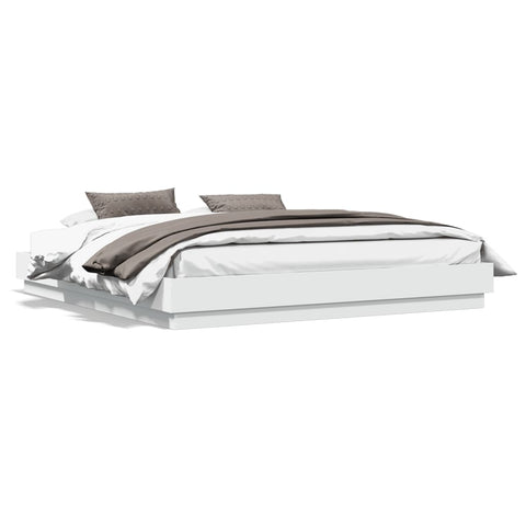 vidaXL Bed Frame with LED without Mattress White 180x200 cm Super King