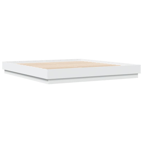 vidaXL Bed Frame with LED without Mattress White 180x200 cm Super King