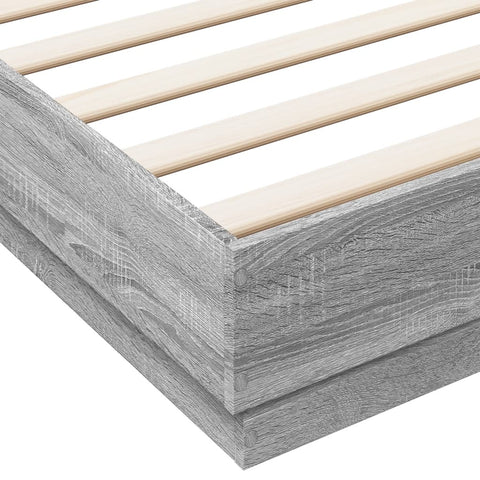 vidaXL Bed Frame with LED without Mattress Grey Sonoma 180x200 cm Super King