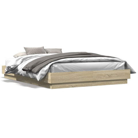 vidaXL Bed Frame with LED without Mattress Sonoma Oak 160x200 cm