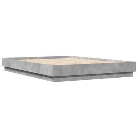 vidaXL Bed Frame with LED without Mattress Concrete Grey 150x200 cm King Size