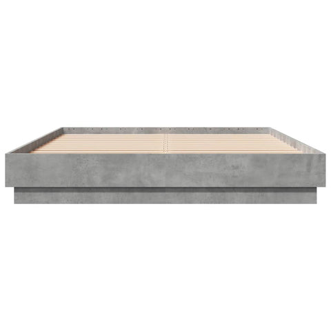 vidaXL Bed Frame with LED without Mattress Concrete Grey 150x200 cm King Size