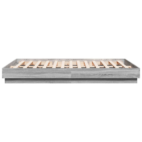 vidaXL Bed Frame with LED without Mattress Grey Sonoma 150x200 cm King Size