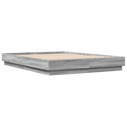 vidaXL Bed Frame with LED without Mattress Grey Sonoma 150x200 cm King Size