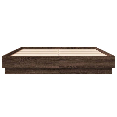vidaXL Bed Frame with LED without Mattress Brown Oak 150x200 cm King Size
