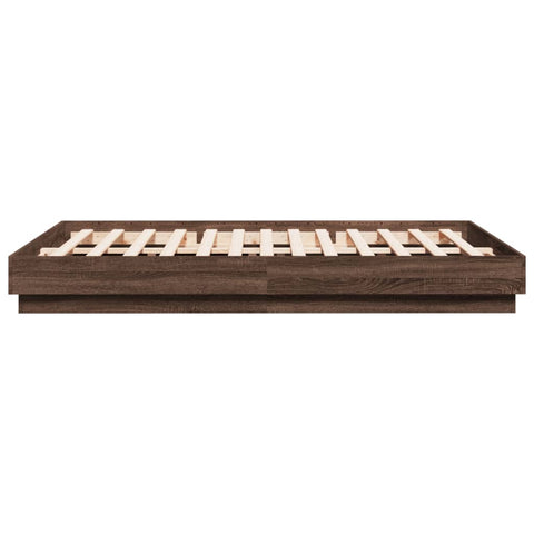 vidaXL Bed Frame with LED without Mattress Brown Oak 150x200 cm King Size