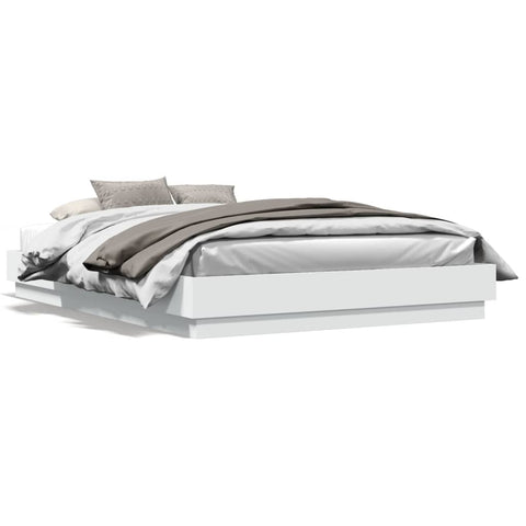 vidaXL Bed Frame with LED without Mattress White 140x200 cm