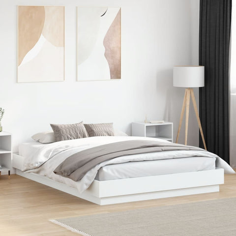 vidaXL Bed Frame with LED without Mattress White 140x200 cm