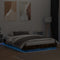 vidaXL Bed Frame with LED without Mattress Smoked Oak 140x200 cm