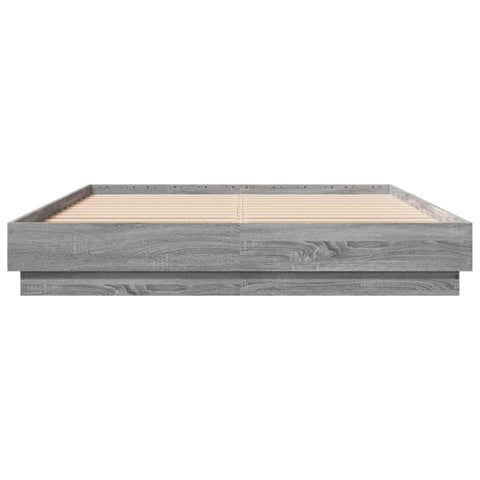 vidaXL Bed Frame with LED without Mattress Grey Sonoma 140x200 cm