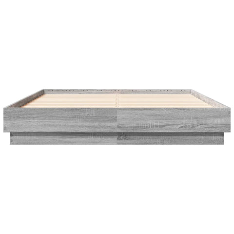 vidaXL Bed Frame with LED without Mattress Grey Sonoma 135x190 cm Double