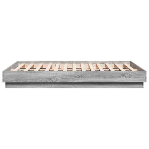 vidaXL Bed Frame with LED without Mattress Grey Sonoma 135x190 cm Double