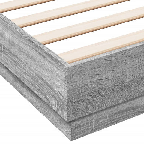 vidaXL Bed Frame with LED without Mattress Grey Sonoma 135x190 cm Double