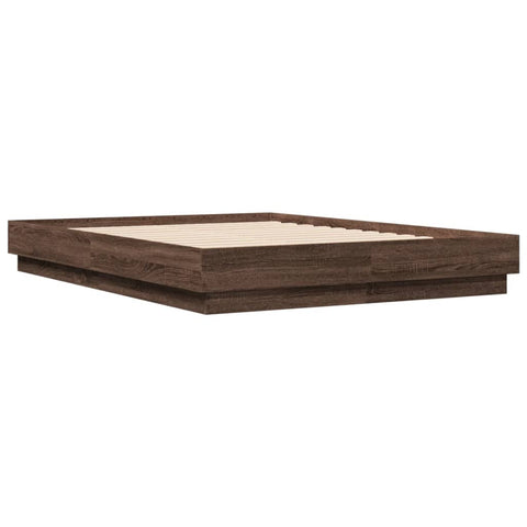 vidaXL Bed Frame with LED without Mattress Brown Oak 135x190 cm Double