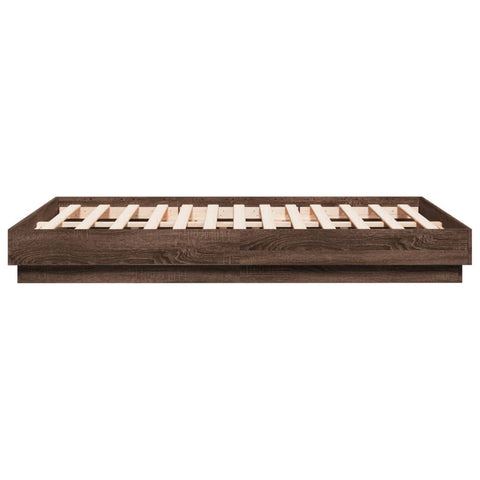 vidaXL Bed Frame with LED without Mattress Brown Oak 135x190 cm Double