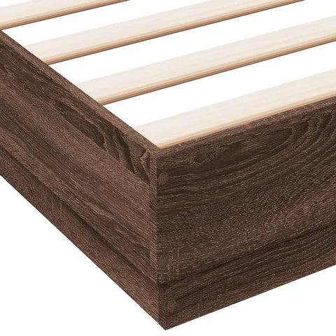 vidaXL Bed Frame with LED without Mattress Brown Oak 135x190 cm Double