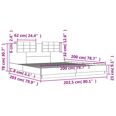 vidaXL Bed Frame without Mattress White 200x200cm