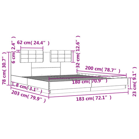 vidaXL Bed Frame without Mattress White 180x200 cm Super King
