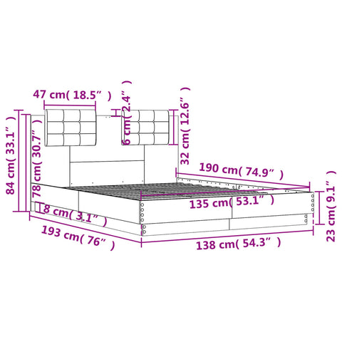 vidaXL Bed Frame without Mattress White 135x190 cm Double