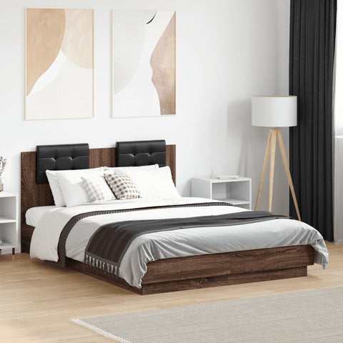 vidaXL Bed Frame without Mattress Brown Oak 135x190 cm Double