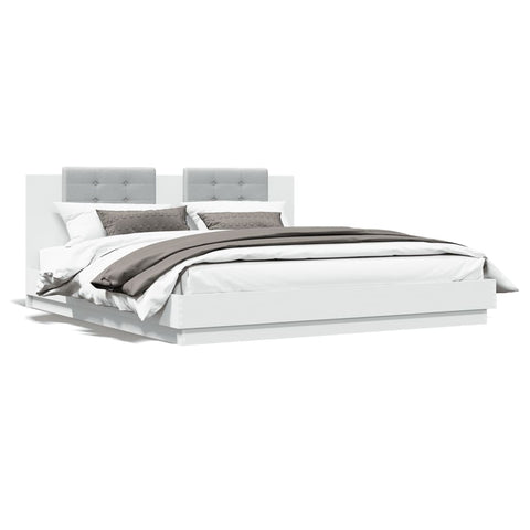 vidaXL Bed Frame with LED without Mattress White 200x200 cm