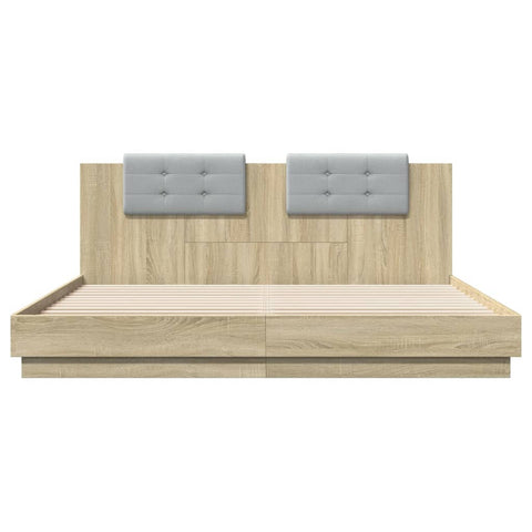 vidaXL Bed Frame with LED without Mattress Sonoma Oak 200x200 cm