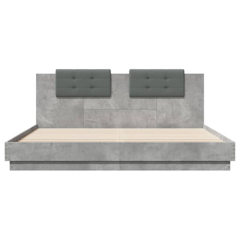 vidaXL Bed Frame with LED without Mattress Concrete Grey 200x200 cm