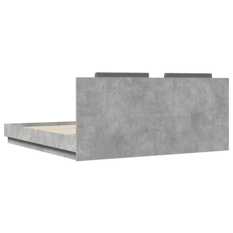 vidaXL Bed Frame with LED without Mattress Concrete Grey 200x200 cm