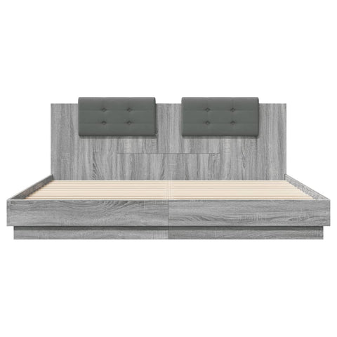 vidaXL Bed Frame with LED without Mattress Grey Sonoma 200x200 cm