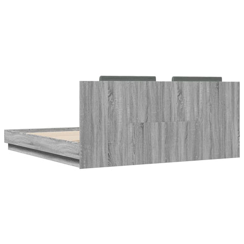 vidaXL Bed Frame with LED without Mattress Grey Sonoma 200x200 cm