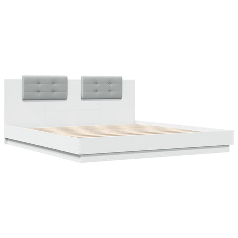 vidaXL Bed Frame with LED without Mattress White 180x200 cm Super King