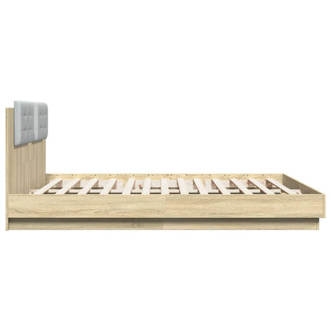 vidaXL Bed Frame with LED without Mattress Sonoma Oak 180x200 cm Super King