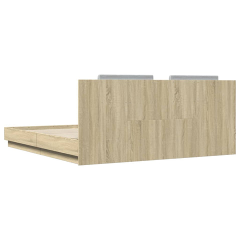 vidaXL Bed Frame with LED without Mattress Sonoma Oak 180x200 cm Super King